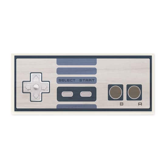 Stupell Industries Vintage Video Game Entertainment System Classic Controller Blue,7" x 17"